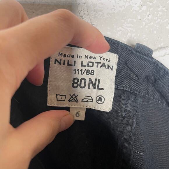 NEW! Nili Lotan 6 Luna LINEN Pant Drop Crotch Slouchy Cotton Crop Washed Black - Picture 4 of 5